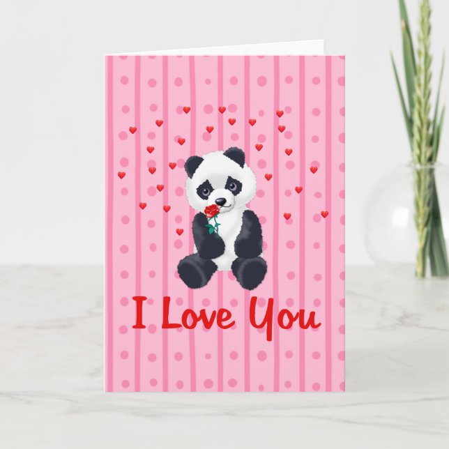 Cartes Pour Fêtes Annuelles Ours panda Valentine (Devant)