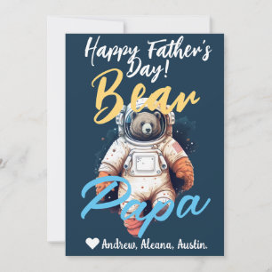 Cartes Pour Fêtes Annuelles Ours Papa Personnalisé Simple chic Noms Astronaute