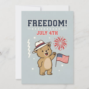 Cartes Pour Fêtes Annuelles Ours patriote liberté 4 juillet Indépendance États