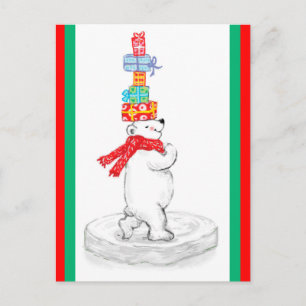 Cartes Pour Fêtes Annuelles Ours polaire avec cadeaux de Noël
