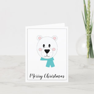 Cartes Pour Fêtes Annuelles Ours polaire avec écharpe sarcelle 