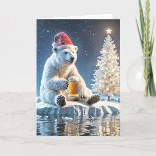 Cartes Pour Fêtes Annuelles Ours Polaire De Noël Avec Bière