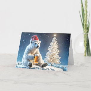 Cartes Pour Fêtes Annuelles Ours Polaire De Noël Avec Bière