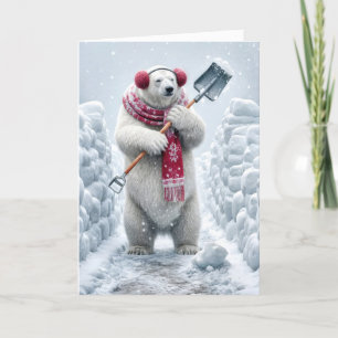 Cartes Pour Fêtes Annuelles Ours polaire de Noël brille de neige