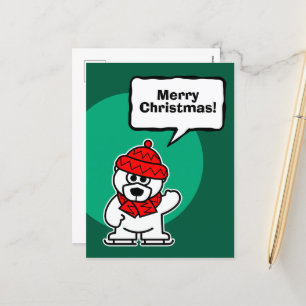 Cartes Pour Fêtes Annuelles Ours polaire de patinage sur glace Noël