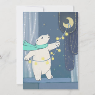 Cartes Pour Fêtes Annuelles Ours polaire et lune