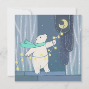 Cartes Pour Fêtes Annuelles Ours polaire et lune
