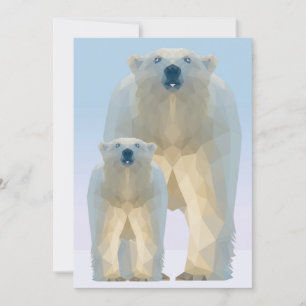 Cartes Pour Fêtes Annuelles Ours polaire géométrique mignon avec bébé