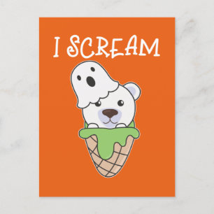 Cartes Pour Fêtes Annuelles Ours polaire Halloween Fantôme Je crie Pun glace