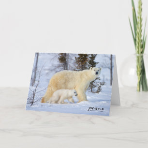 Cartes Pour Fêtes Annuelles Ours polaire Mère et Cub sur la toundra