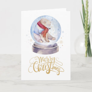 Cartes Pour Fêtes Annuelles Ours polaire neige d'hiver Joyeux Noël