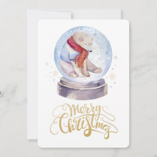 Cartes Pour Fêtes Annuelles Ours polaire Neige hiver Joyeux Noël