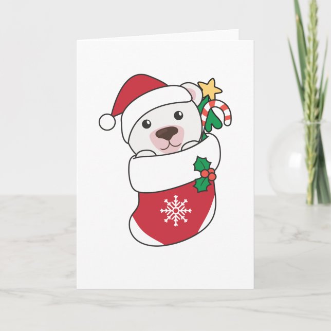 Cartes Pour Fêtes Annuelles Ours Polaire Noël Neige Hiver Animaux Polaire (Devant)