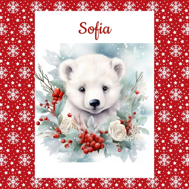 Cartes Pour Fêtes Annuelles Ours polaire Noël Personnaliser Nom et salutation (Créateur téléchargé)
