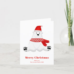 Cartes Pour Fêtes Annuelles Ours polaire rouge Noël mignon