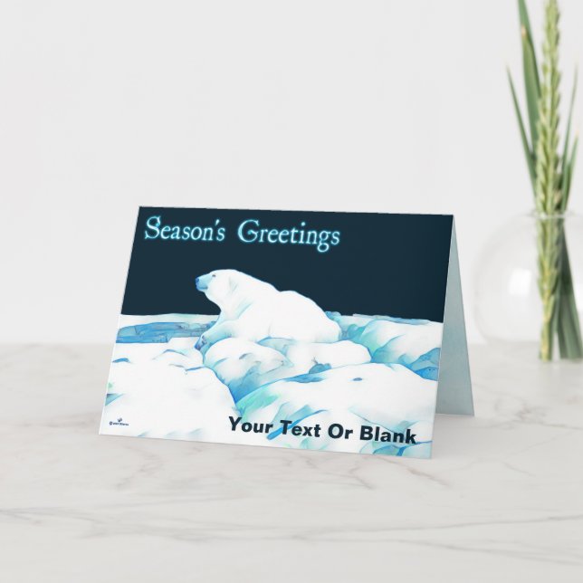 Cartes Pour Fêtes Annuelles Ours Polaire Sur Glace - Bonnes Fêtes (Devant)