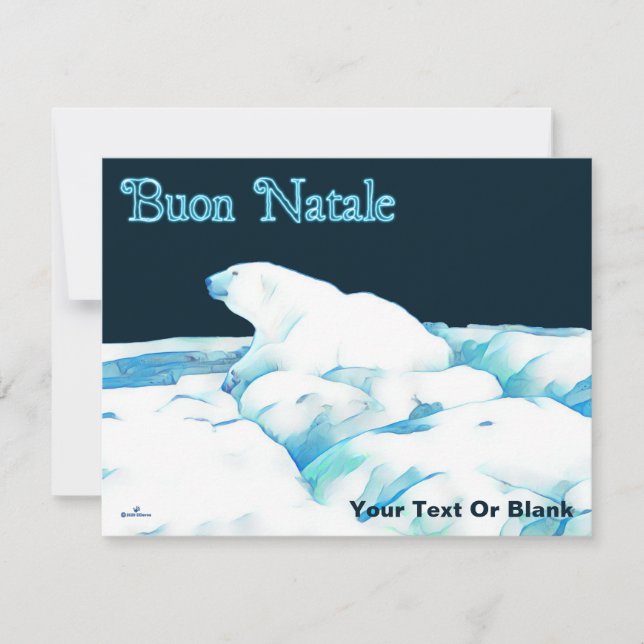 Cartes Pour Fêtes Annuelles Ours Polaire Sur Glace - Buon Natale (Devant)