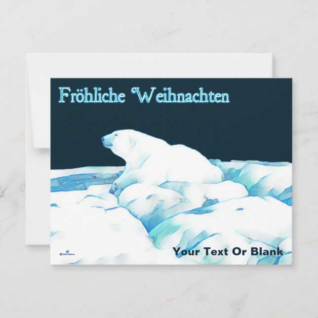 Cartes Pour Fêtes Annuelles Ours Polaire Sur Glace - Fröhliche Weihnachten (Devant)