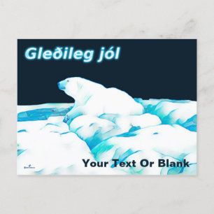 Cartes Pour Fêtes Annuelles Ours Polaire Sur Glace - Gleðileg Jól