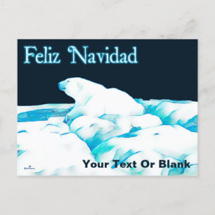 Cartes Pour Fêtes Annuelles Ours Polaire Sur La Glace - Feliz Navidad