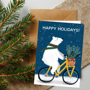 Cartes Pour Fêtes Annuelles Ours polaire sur vélo Charme joli Noël Personnalis