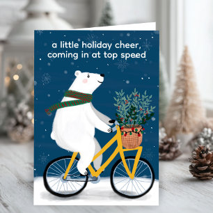 Cartes Pour Fêtes Annuelles Ours Polaire sur vélo Drôle joli Noël sur mesure