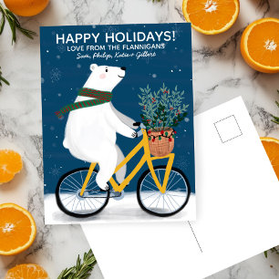 Cartes Pour Fêtes Annuelles Ours polaire sur vélo joli Noël personnalisé