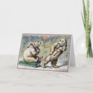Cartes Pour Fêtes Annuelles Ours polaire victorien vintage