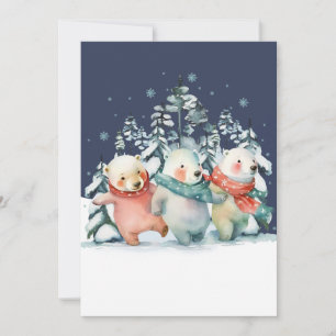 Cartes Pour Fêtes Annuelles Ours polaires à l'aquarelle mignons