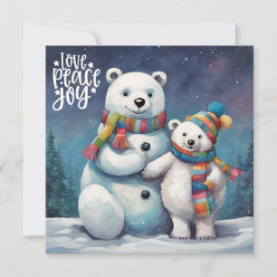Cartes Pour Fêtes Annuelles Ours polaires de Noël à l'aquarelle 