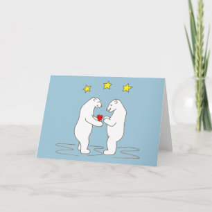 Cartes Pour Fêtes Annuelles Ours polaires offrant des cœurs et des étoiles jau