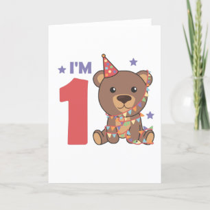 Cartes Pour Fêtes Annuelles Ours Pour Le Premier Anniversaire Pour Les Enfants
