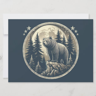 Cartes Pour Fêtes Annuelles Ours sauvage classique/vintage