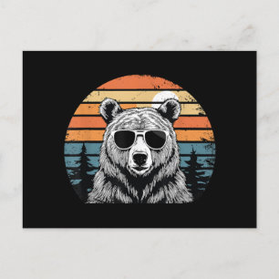 Cartes Pour Fêtes Annuelles Ours vintage avec lunettes de soleil