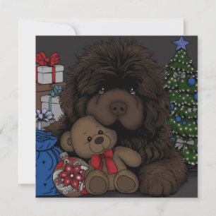 Cartes Pour Fêtes Annuelles ourson en peluche chiot Terre-Neuve
