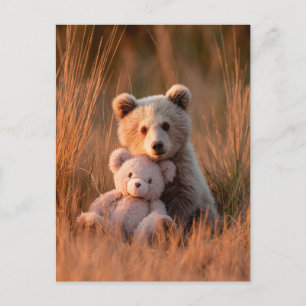 Cartes Pour Fêtes Annuelles Ourson Mignon Faisant un Câlin à un Ours en Peluch