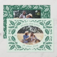 Ovale de photo de baies de houx vintage | Vert men