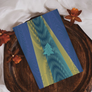 Cartes Pour Fêtes Annuelles OVNI Tree Abduction Blue Green Yellow