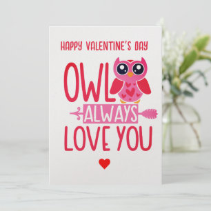 Cartes Pour Fêtes Annuelles Owl Always Love You Imprimable Valentine's Day Car