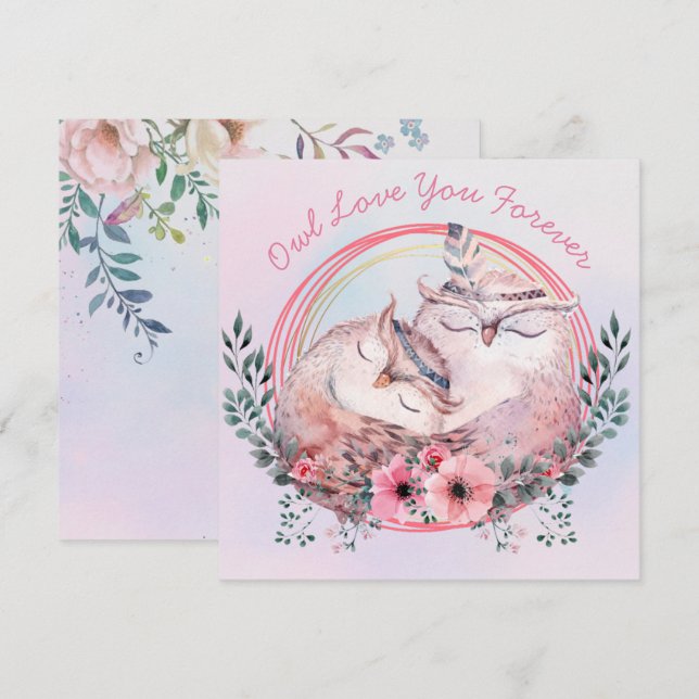 Cartes Pour Fêtes Annuelles Owl Love You Forever (Devant / Derrière)