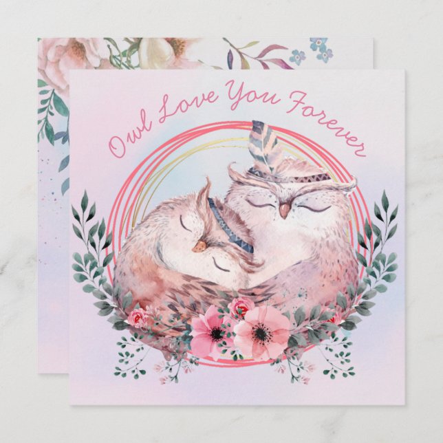 Cartes Pour Fêtes Annuelles Owl Love You Forever Holiday Card (Devant / Derrière)