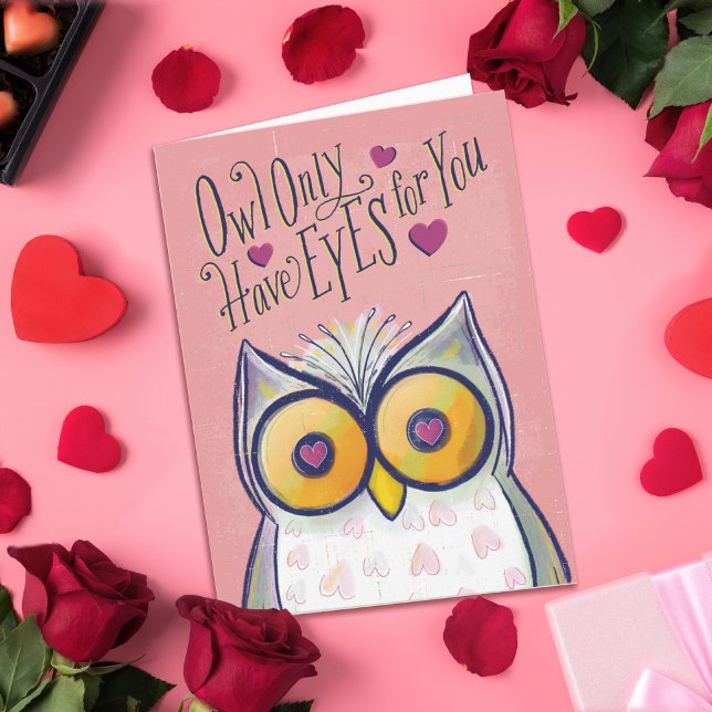 Cartes Pour Fêtes Annuelles Owl N'A Que Les Yeux Pour Vous Coeurs Valentine Pu (Créateur téléchargé)