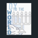 Cartes Pour Fêtes Annuelles Oy To The World Drôle Happy Hanoukka Blue Menorah<br><div class="desc">tout le texte de cette carte est modélisé, donc il peut être changé facilement si vous le souhaitez. cela inclut évidemment la signature à l'arrière. le devant comprend des graphiques un globe opaque portant un masque à l'arrière - plan, et un contour en argent de menorah en bas à droite...</div>