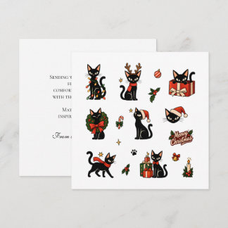 Cartes Pour Fêtes Annuelles Pack de stickers cosy Meowy Noël Chat Noir Mignon