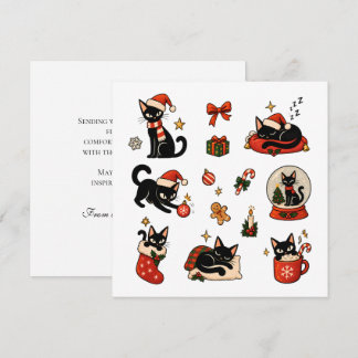 Cartes Pour Fêtes Annuelles Pack de stickers cosy Meowy Noël Chat Noir Mignon