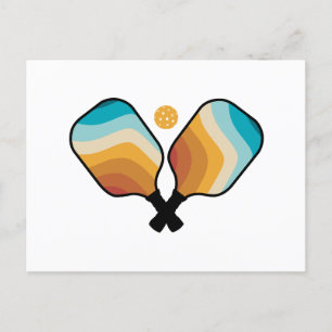 Cartes Pour Fêtes Annuelles Pagaies et balle de Pickleball Retro