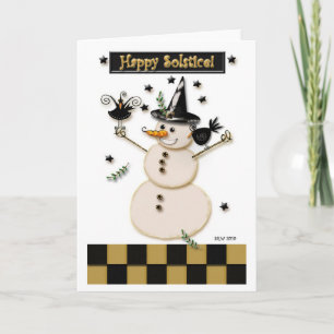 Cartes Pour Fêtes Annuelles Pagan Prim Snowman & Laughing Crows