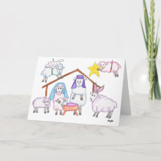 Cartes Pour Fêtes Annuelles Pagent de Noël avec mouton