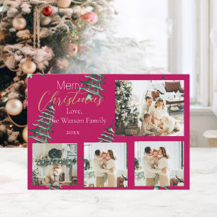 Cartes Pour Fêtes Annuelles Pagode de Noël Rouge Vert 5-Photo