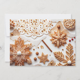 Cartes Pour Fêtes Annuelles Pailletant Pain d'Épice et Flocons de Cannelle